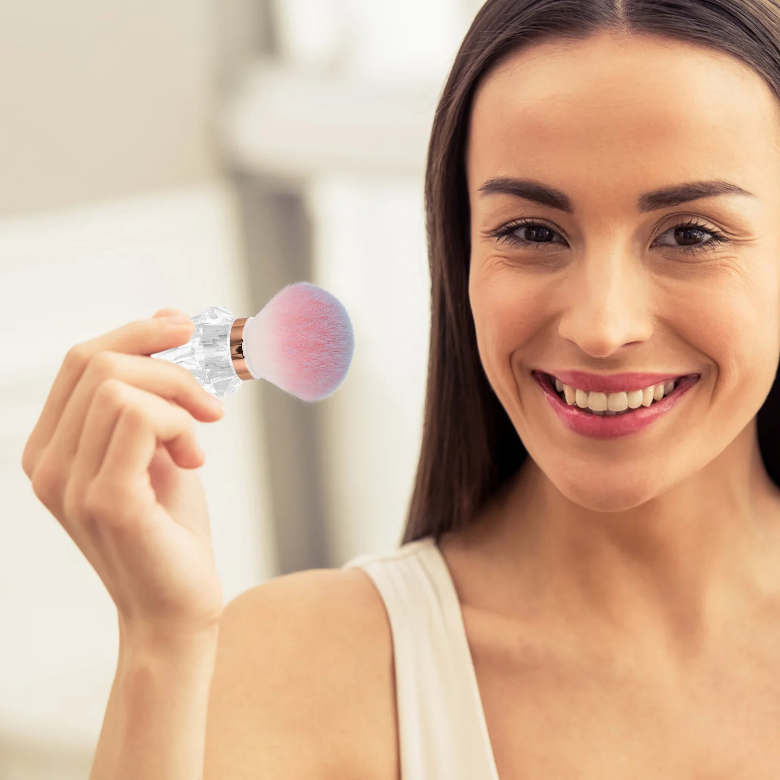 Cerdas de cepillo de setas, aplicador de base colorete en polvo grande para cara, cuerpo, herramienta esencial de viaje