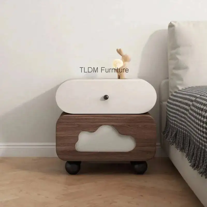 Two Table & Nightstand Creative - Tier Drawer Bedside Cloud with Wheels Bedroom Decor Shaped Cutout Storage