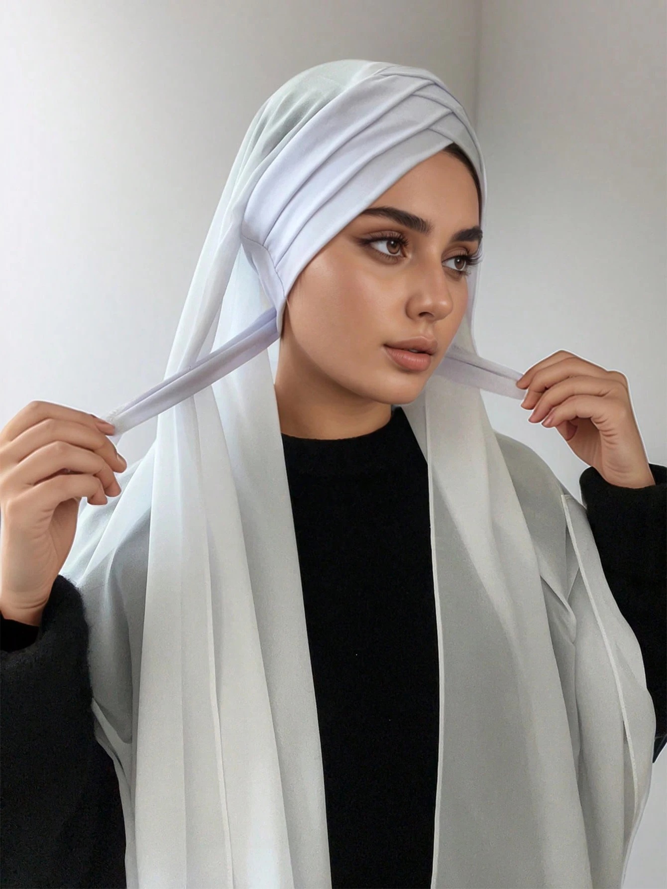 Musulmano Croce Tie Chiffon Hijab istantaneo Buone punto Sciarpa Morbido turbante Tinta unita Fascia Avvolge Foulard Scialli Fornitore