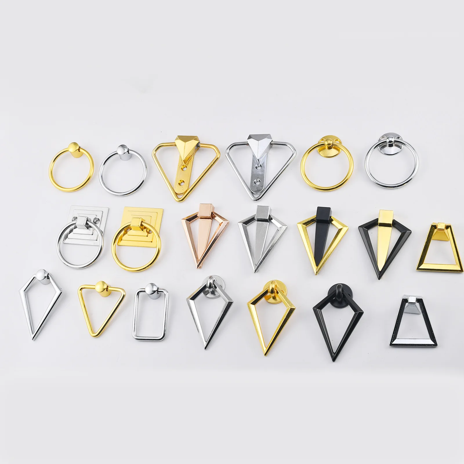 Manufacturers supply zinc alloy light luxury hexagonal single-hole lifting ring, drawer pull ring, simple cabinet door handle, s