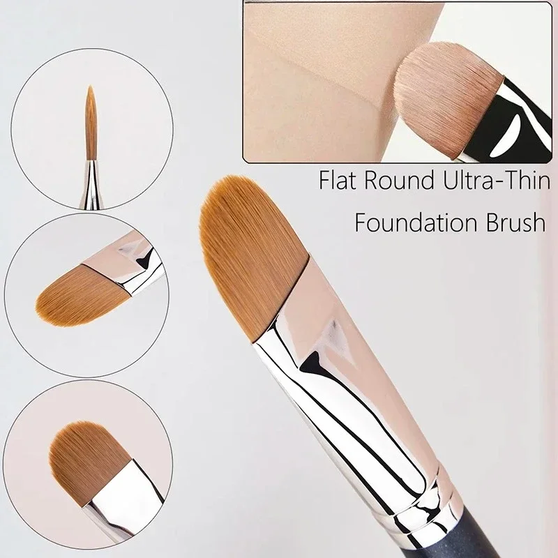 1/4Pcs Flat Round Ultra-thin Foundation Concealer Makeup Brush Contour Liquid Cream Concealer Make Up Tool for Beginner Practice