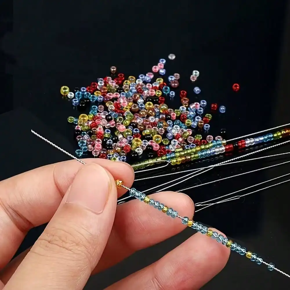7pcs Ultra-fine Beading Needle Set, Twisted Wire Threading Tool for Small Beads, Long Steel Needles for Jewelry, Bracelets, and