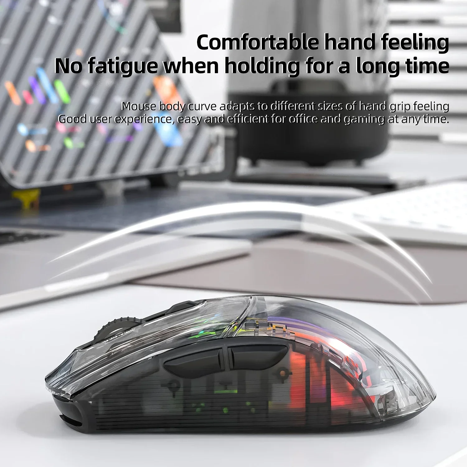 Imagem -05 - Ataque Shark-x2pro Mouse Bluetooth sem Fio Suporte de Carregamento Magnético para pc tipo c Desktop Legal Transparente Rgb 2.4g