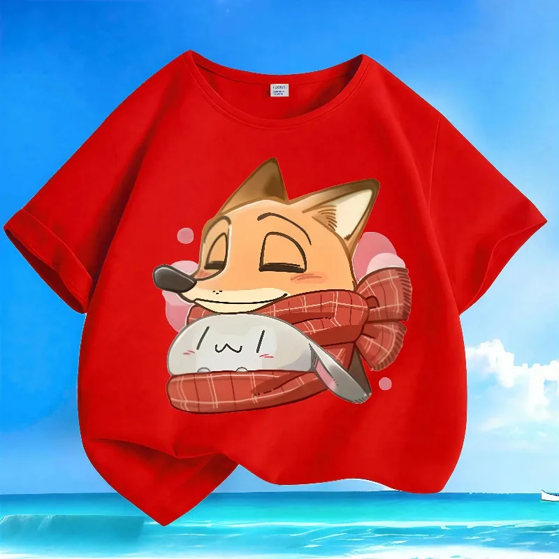 

Новая детская футболка из чистого хлопка в конфетных цветах с принтом «Крейзи Анимал Сити» (Ник Скарф), комплект для родителей и детей, 2026