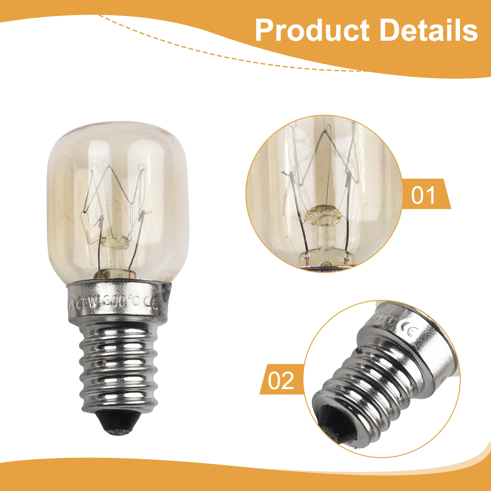 Multifunctional Replacement Bulbs 4PCS E14 Salt Lamp Globe Bulb 25W Suitable for Sewing Machines & Refrigerators