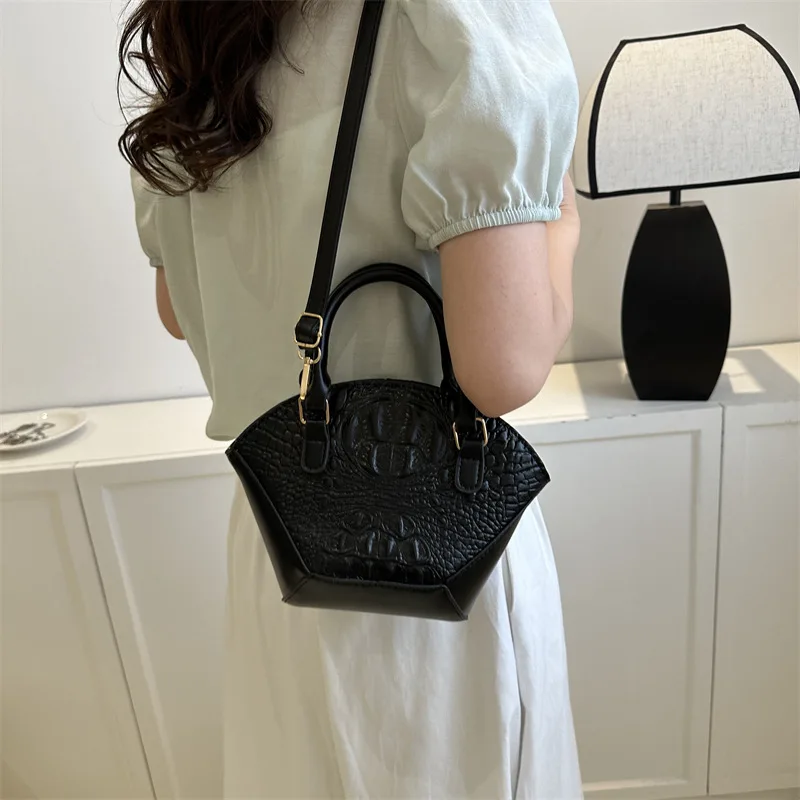 Crocodile Pattern Shoulder Crossbody Bags For Women 2024 Luxury Designer Handbags Glace Leather Golden Hardware Ladies Mini Tote