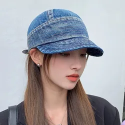 Soft-brimmed Denim Cap Female Face Small Retro Washed Old Fisherman Hat Foldable Sunshade Equestrian Hat