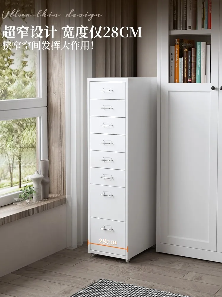 Under-table drawer storage cabinets, bedside tin cabinets, living room storage, household multi-layer narrow-edged crevice