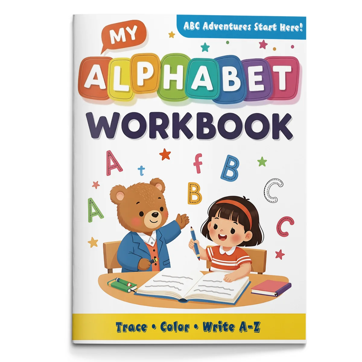 Children's alphabet coloring book, cute cartoon patterns, preschool early education workbook, boost your baby's hands-on skills