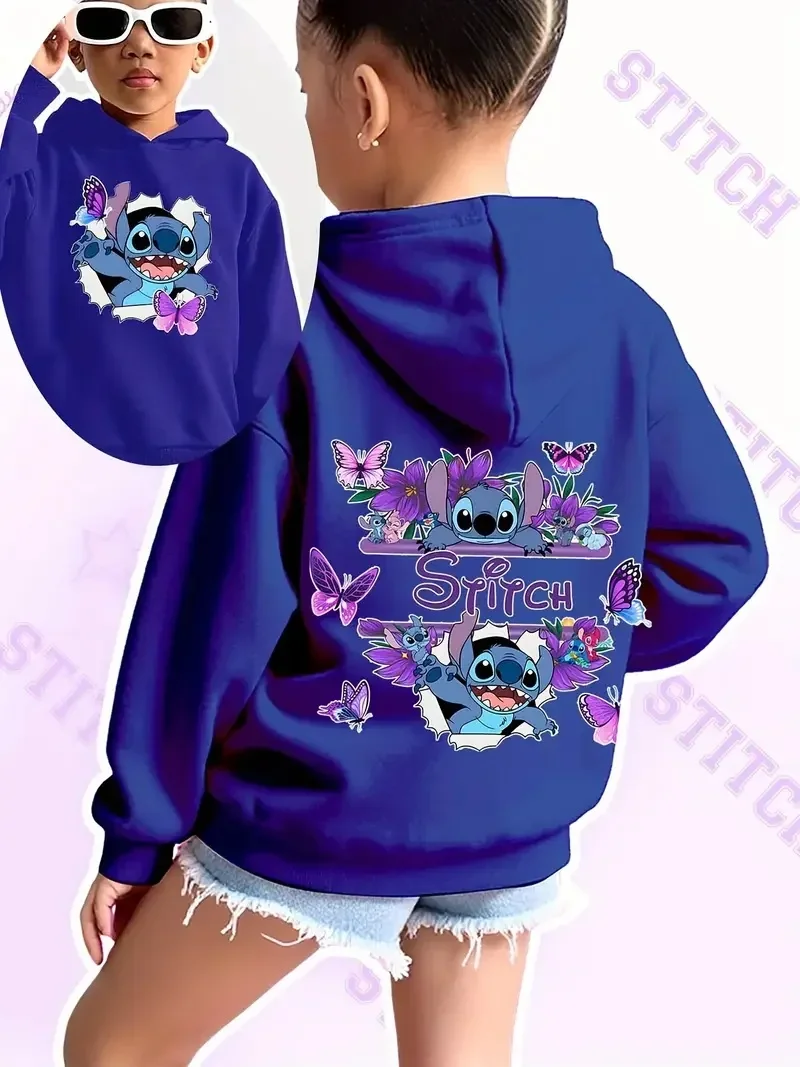 سترة ديزني ستيتش للبنات والأولاد للخريف كاجوال بغطاء للرأس مطبوعة على الوجهين مناسبة لهدايا عيد الميلاد للمراهقين بقلنسوة للاستخدام اليومي في الهواء الطلق #2