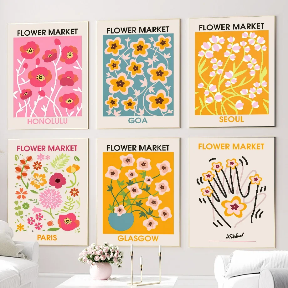 

Abstract Line Hand Peony Plant Vine Vase Flower Market Art Canvas Painting Nordic Posters Prints Wall Pictures Living Room Decor