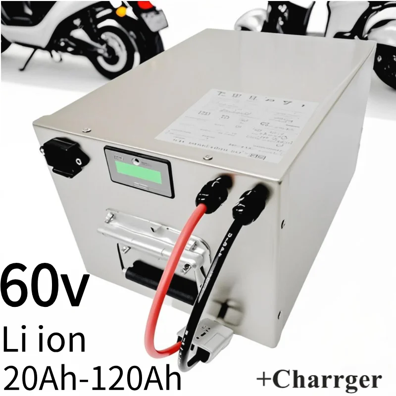 

50Ah 60V 40Ah 60Ah 60V 80Ah 100Ah Lithium Battery Li Ion For 3000w Scooter Bicycle Motorcycle + 10A Charger