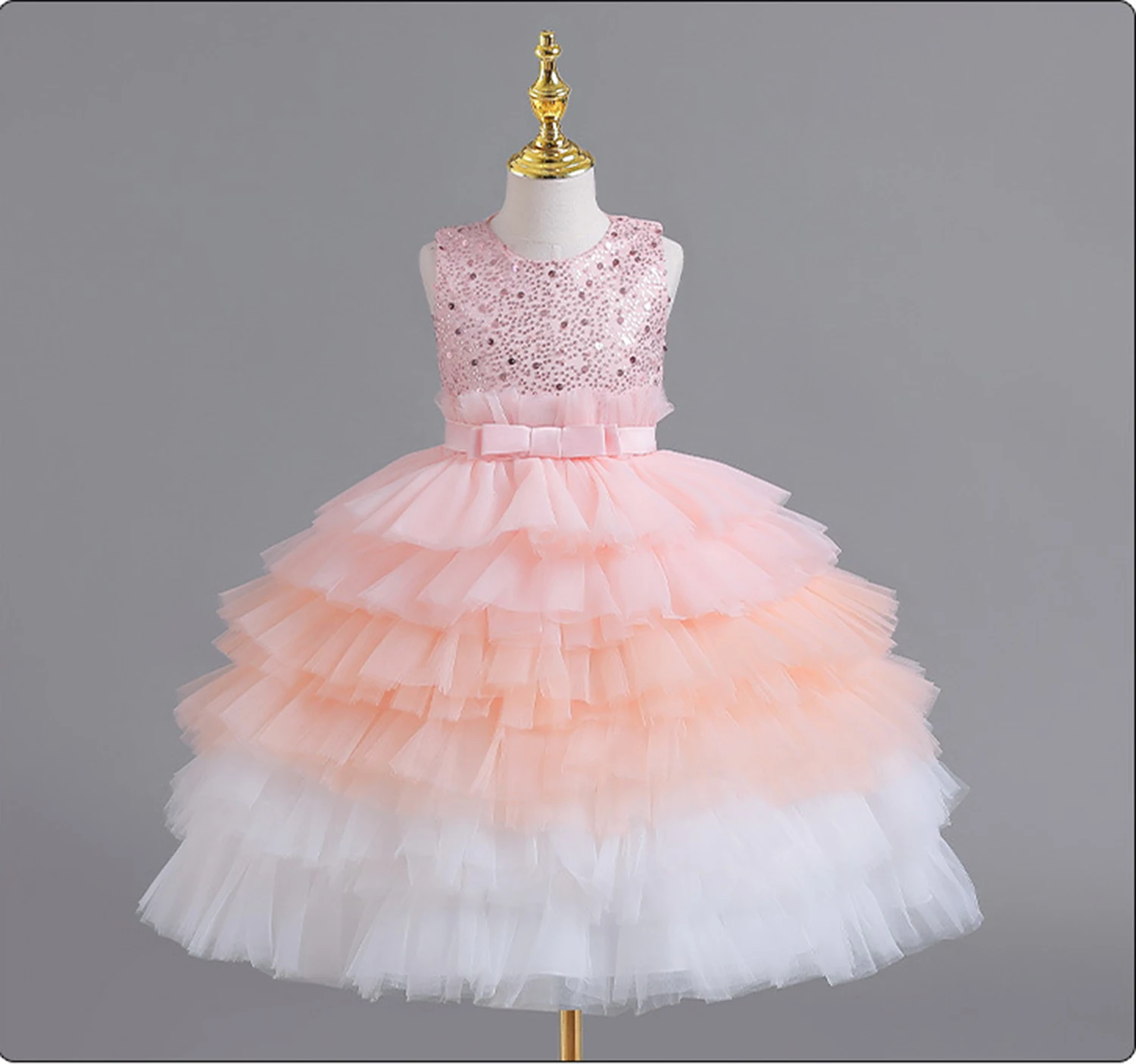 Stunning Baby Little Girls Sequined Flower Girl Dress Birthday Party Pageant Cupcake Tutu Dress XZ121