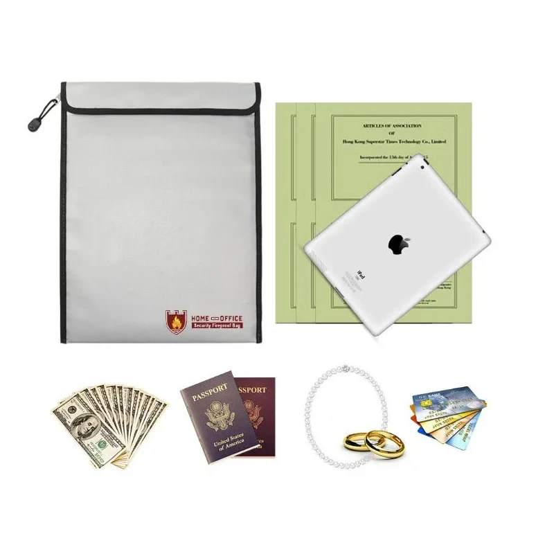 Огнестойкая водонепроницаемая сумка для документов с жидким силиконовым покрытием, огнестойкая папка для денег, держатель для файлов, органайзер, безопасное хранение 38*28 см