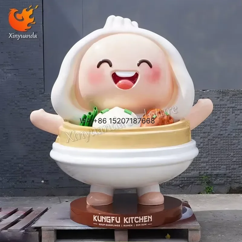 Wmwmnu for Fiberglass Food Cartoon Bun Sculpture Breakfast Shop Restaurant Entrance Check-in Decor Large Floor-standing