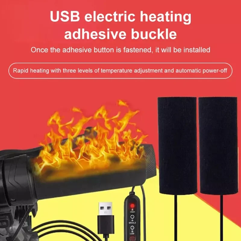 

Motorcycle Handlebar Heater Removable Cold Proof Heated Grips USB Electric Hot Handlebar Warmer Winter Motorcycle Accessory