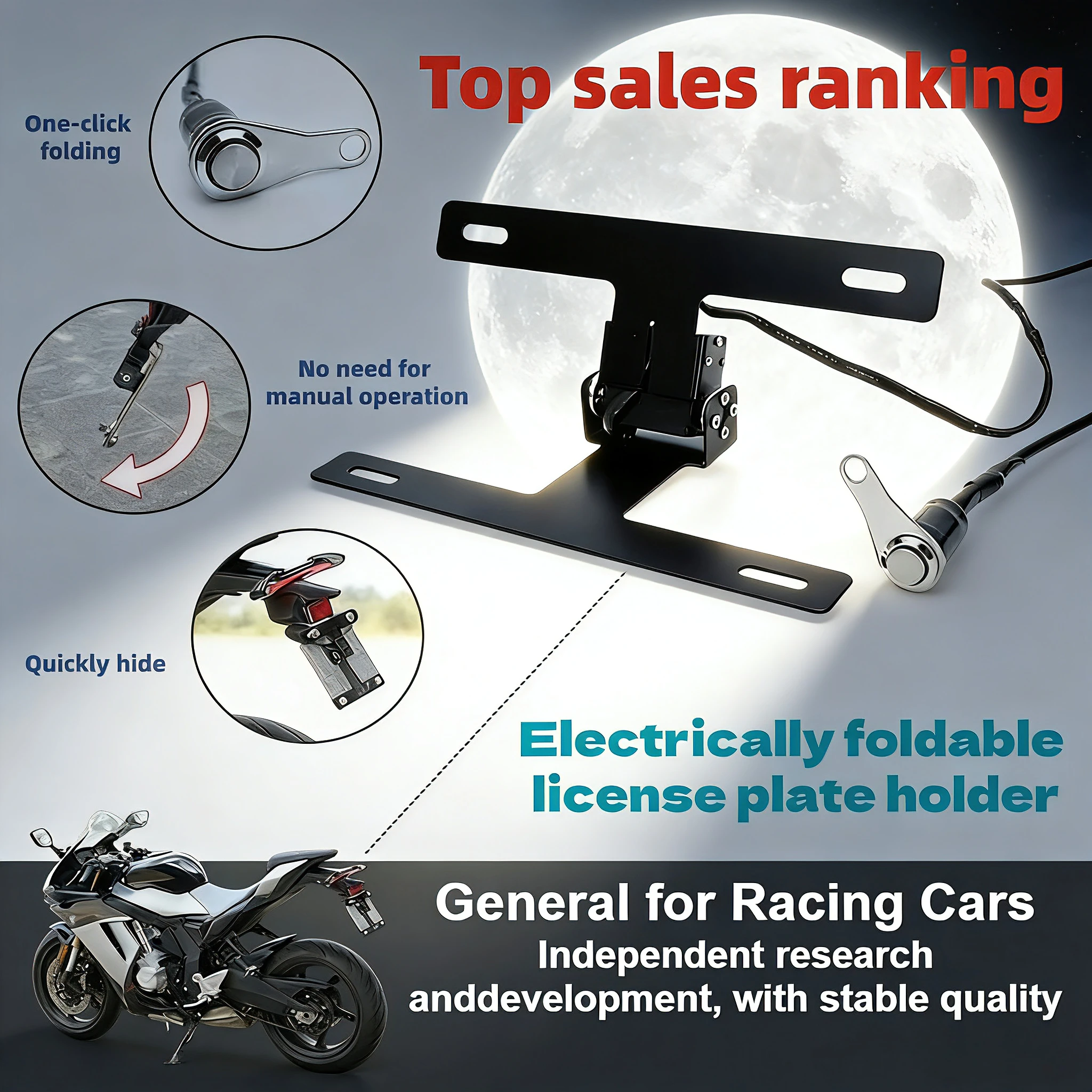 

High-Quality Button-Controlled License Plate Flip Kit for Kawasaki Ninja ZX 4R/6R/10R & 400/650.