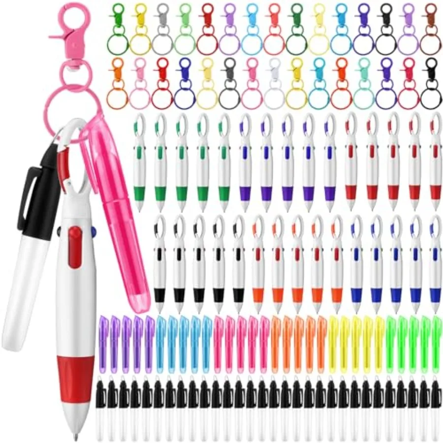 

120 Pcs Nurse Pen Set for Badge Accessories Retractable Ballpoint Pen Mini Highlighters Permanent Marker Nursing Keychain Clip