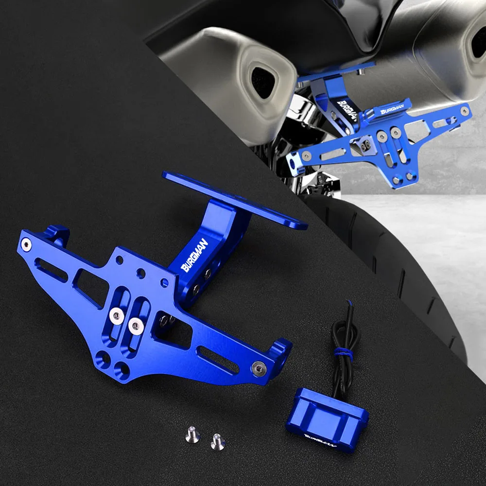 

For SUZUKI BURGMAN 650 BURGMAN 400 BURGMAN200 BURGMAN125 Universal Motorcycle License Plate Bracket with light for plate