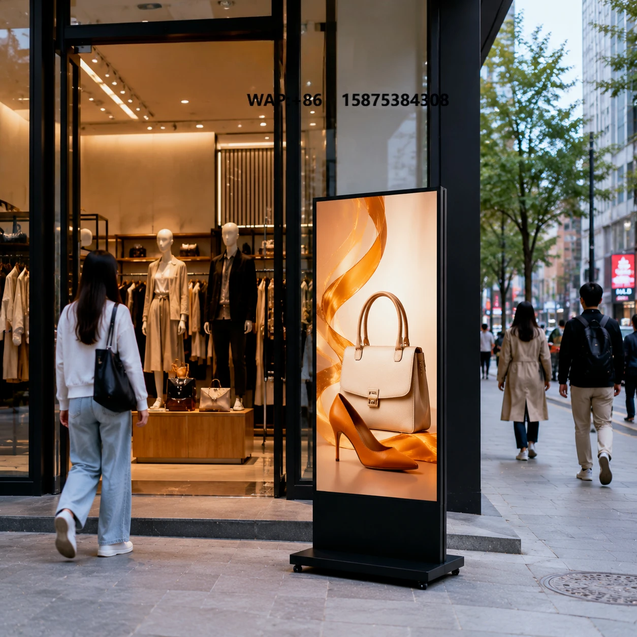 DDW Retail Storefront LED Poster Advertising Digital Signage 8K Resolution 600-800 Nits Brightness Sunlight Readable Display