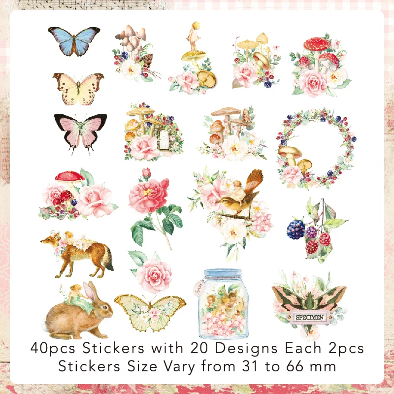 Panalisacraft 40pcs Vintage Stickers Die Cuts Sticker Collection Kit for Scrapbooking Planner/Card Making/Journaling Project