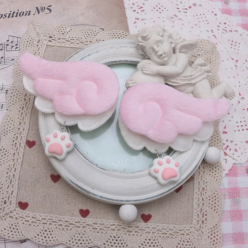 Cool Cute Girl's Hair Decor Hairpin Original Furry Double-layer Wings Cat's Claw Pendant  Y2K Accessories Hair Clip 1 Pair