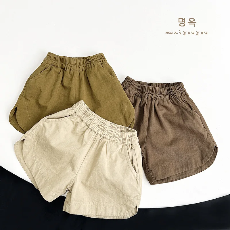 Children Clothing Kids Cotton Shorts 2024 Summer New Boys Fashionable Korean Style Girls Solid Color Casual Simple Kids Shorts