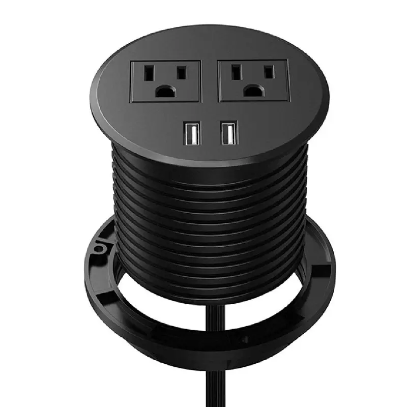 

Настольная розетка ABAH-Power Grommet с USB, 2 AC-розетками и 2 USB-портами, простая установка, черная, вилка стандарта США