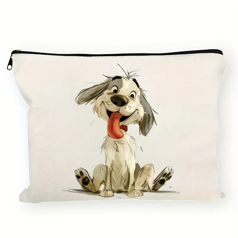 A Cute cartoon puppy makeup bag- multifunctional zipper pouch, jewelry storage bag, perfect travel zipper small storage bag.
