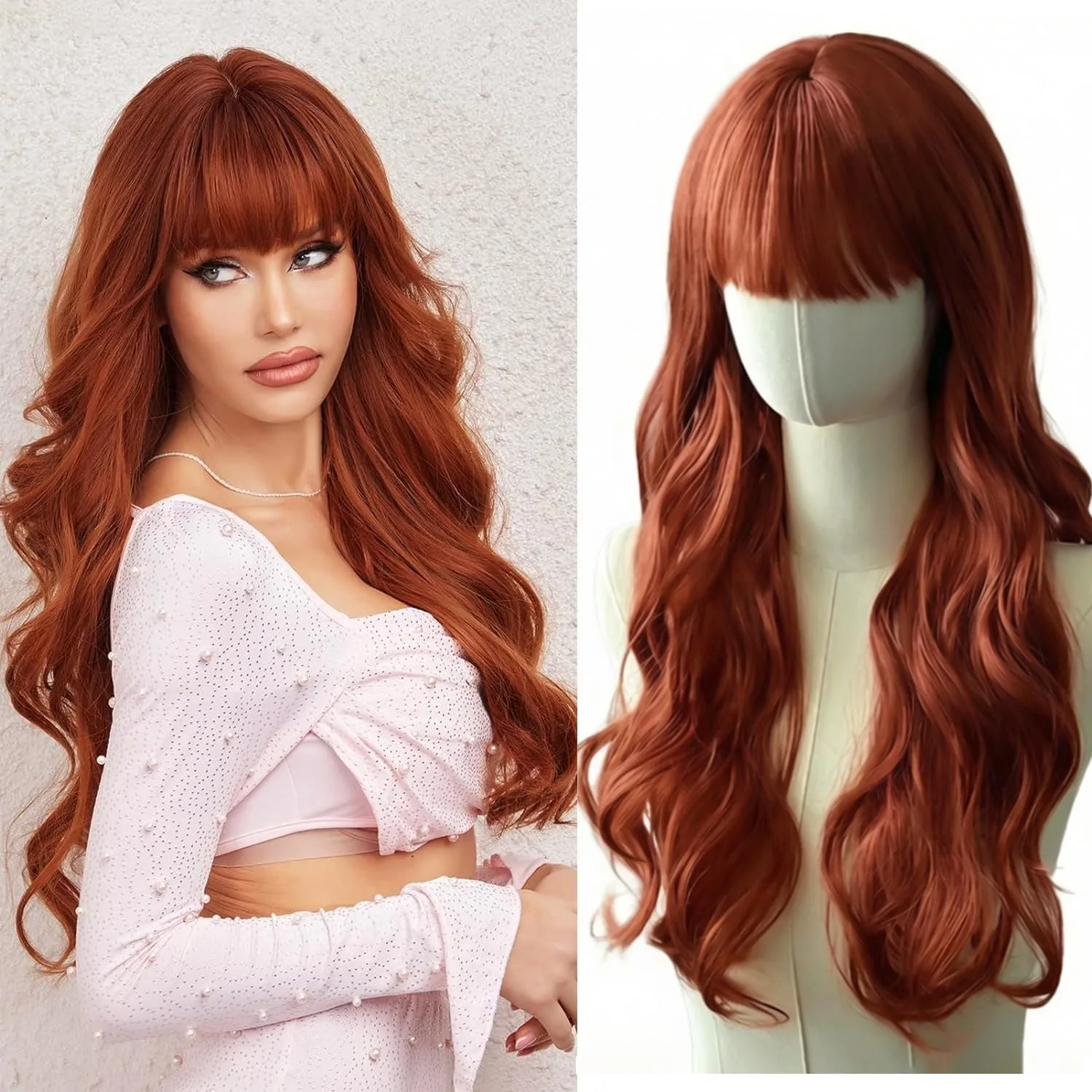Brown synthetic wig with big waves for Halloween party cosplay role-playing wig daily wig with heat-resistant hair band