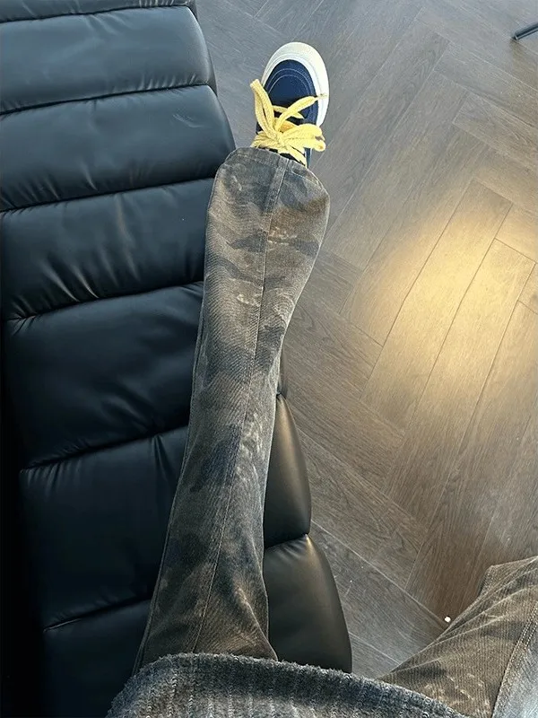 

Мужские джинсы American Sle Cleanfit с широкими штанинами, камуфляжные, винтажные, прямые, длинные брюки в стиле High Street, повседневные, молодежные, модные