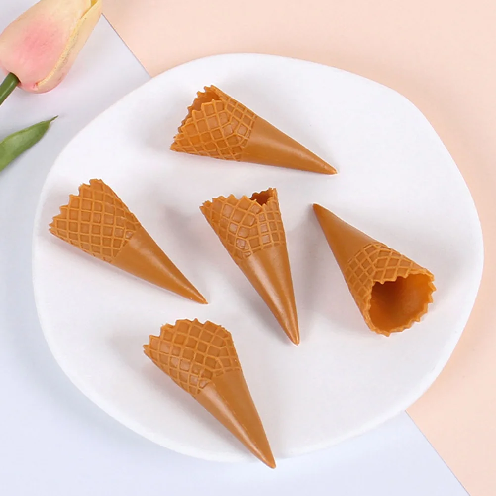 12 Pcs Mini Simulated Ice Cream Base Trays Realistic Decorative Cones PVC Material Easy to Clean Kitchen Toys Home Decor