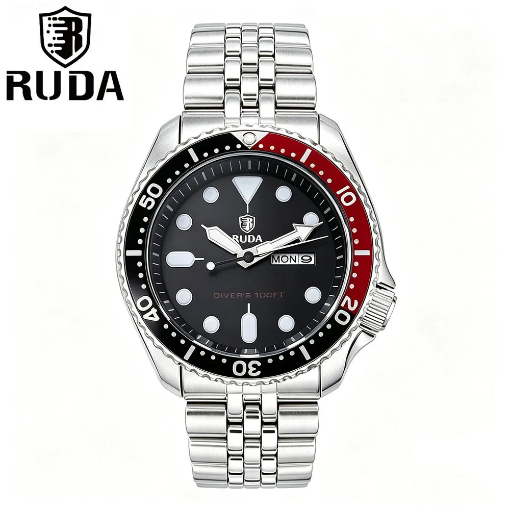 RUDA Men's Watch, Fashion Calendar Waterproof Luminous Student Watch Cross-border Trend Steel Belt Quartz Watch
