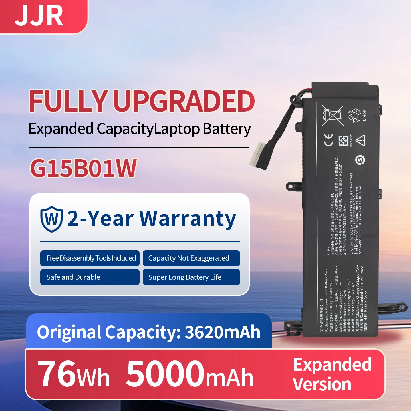 G15B01W 5000mAh/76Wh 15.2V Higher Capacity Replacement Laptop Battery for Xiaomi Mi Notebook 15.6