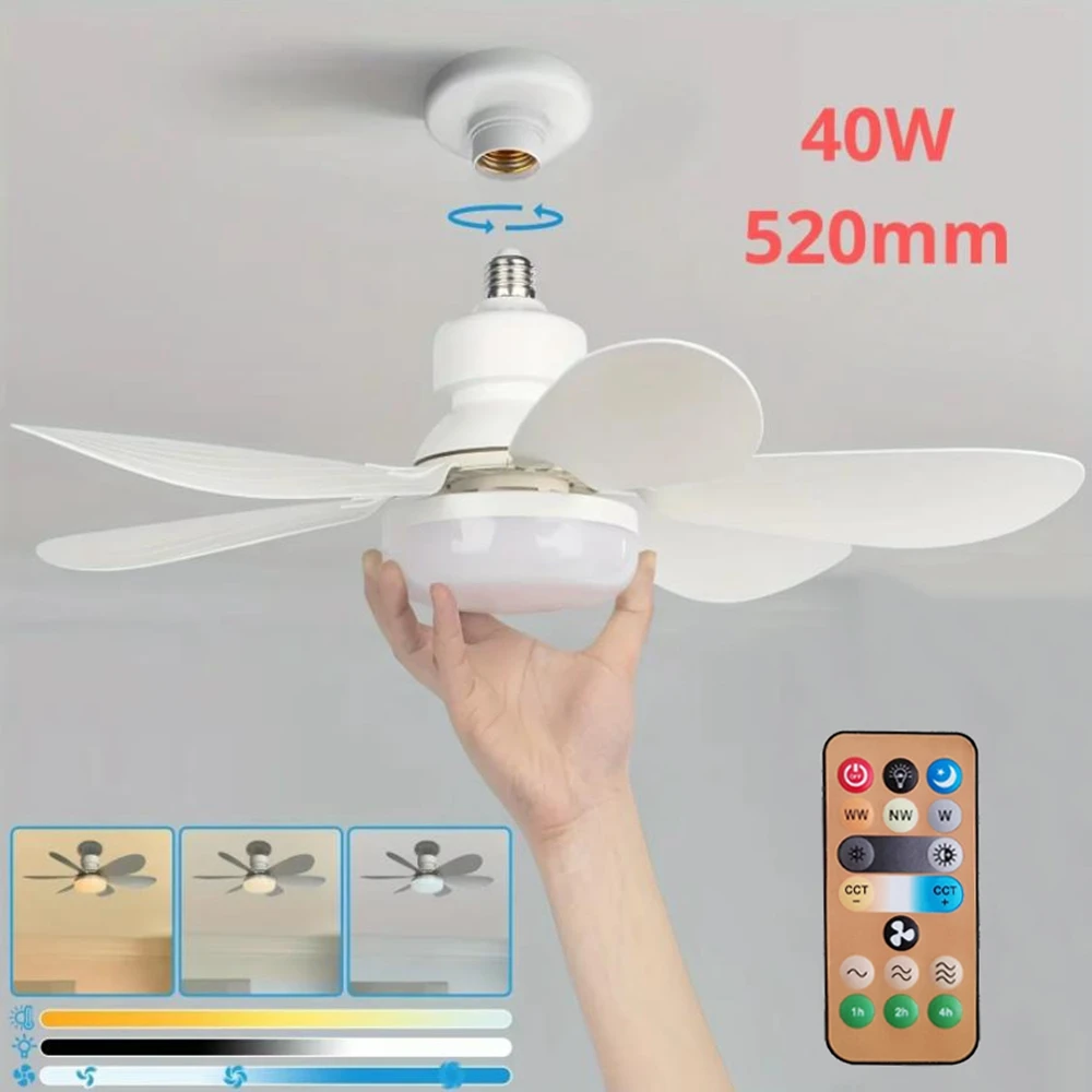 

30W 40W LED Ceiling Fan Light 3 Colors E27 Dimming Home LED Bulb with Remote Control for Living Room Study Bedroom 85-265V