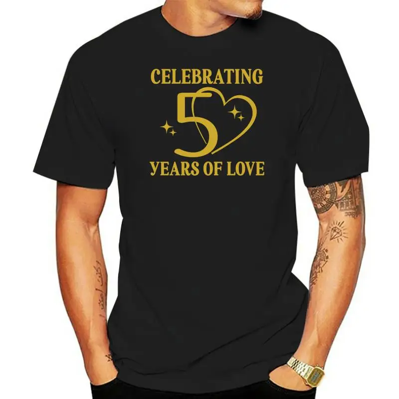 

50th Wedding Anniversary Golden T Shirt Crew Neck Leisure Summer Style Kawaii Tee Shirt Fit Breathable Custom Shirt