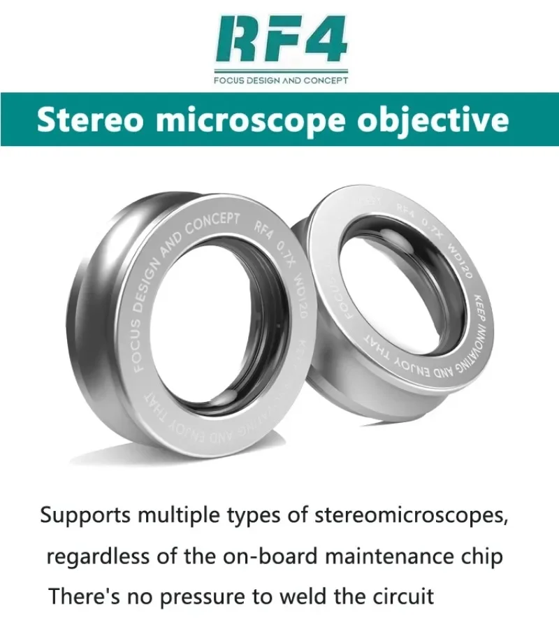 Imagem -03 - Microscópio Câmera Lens para Trinocular Stereo Zoom Barlow Glass Lens Objetos Auxiliares Rf4 Wd165 0.5x 0.7x