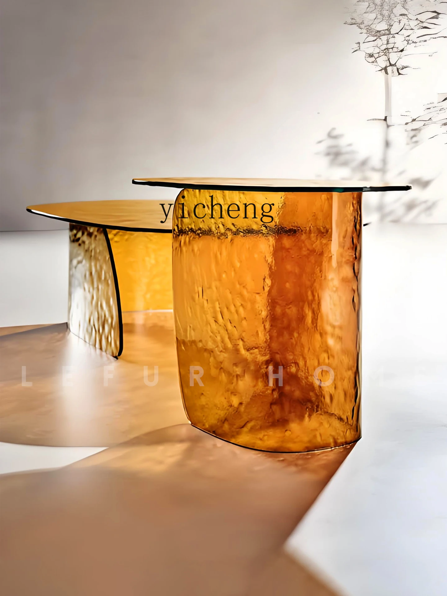 

Italian Minimalist Art Glass Coffee Table Oval Living Room Home Small Apartment