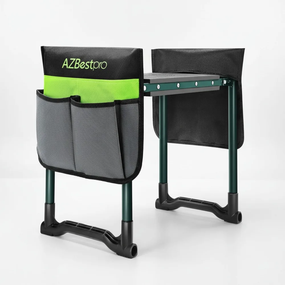 

Heavy Duty Foldable Garden Kneeler Seat with Tool Bags - 10" Wide EVA Cushion for Knee & Back Pain Relief, Gardening Gift