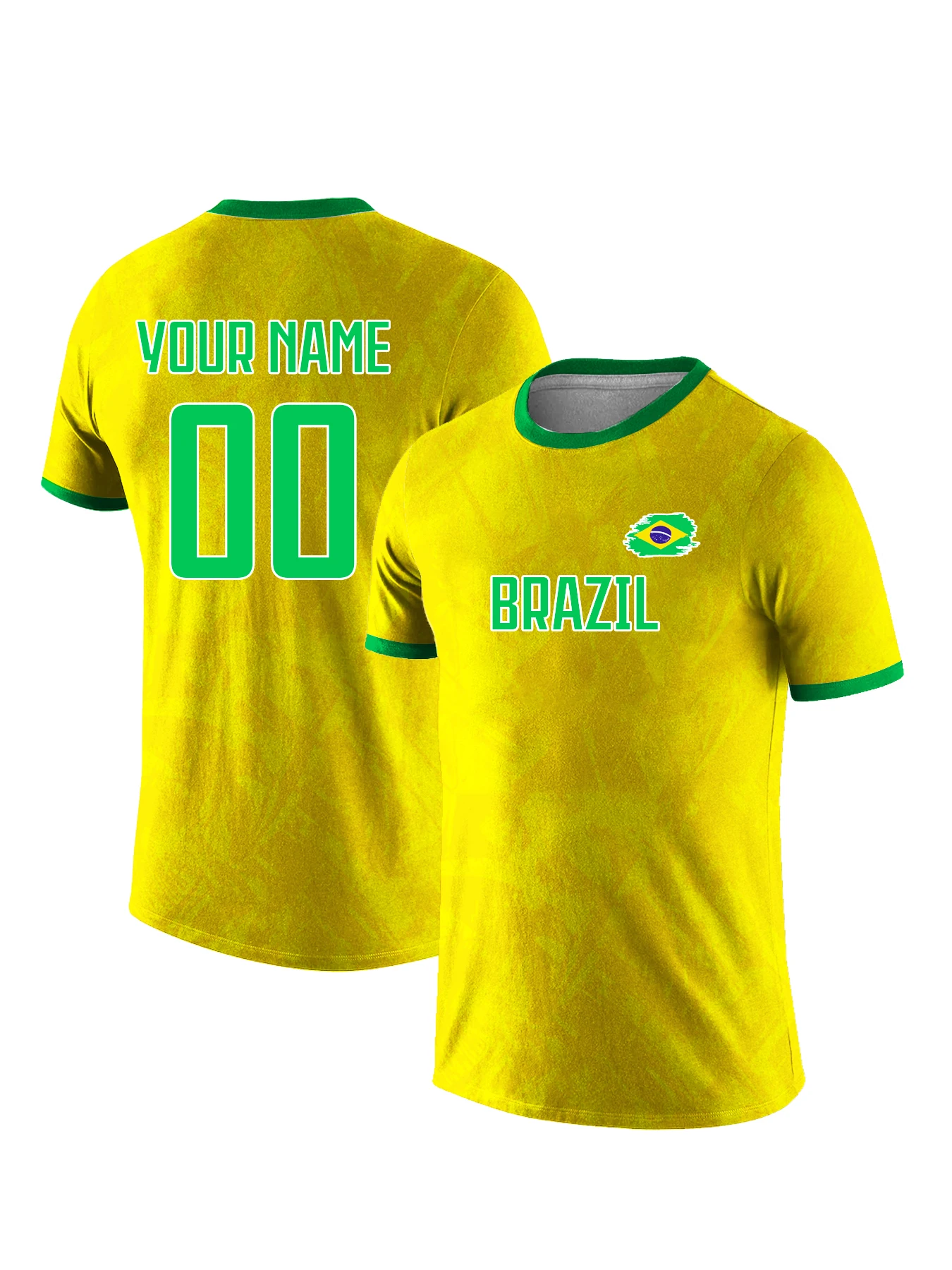 Men's Custom Brazil National Team Soccer T-shirt Personalized Name Number Football Shirt, Breathable Quick Dry Sportswear