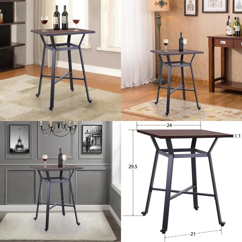 木製天板の正方形カウンターハイトダイニングテーブル、キッチン、パブ、ビストロ、レストランの設定に最適