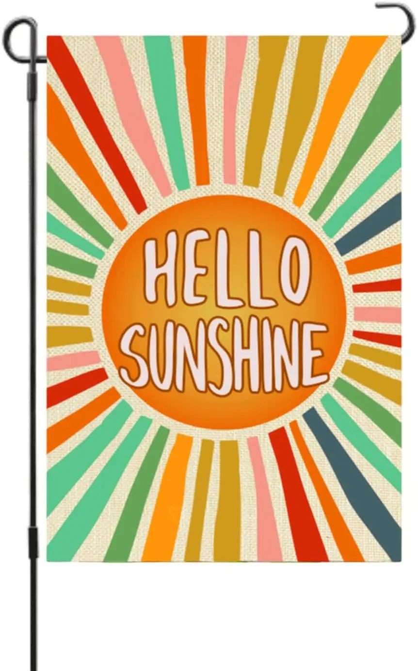 

Summer Hello Sunshine Garden Flag 12x18 Inch Double Sided Outdoor Lawn Flag Holiday Party Yard Decoration