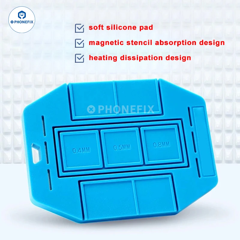 Phonefix BGA ซิลิโคน Magnetic Pad Universal BGA Stencil ดีบุกปลูกฉนวนกันความร้อนสําหรับ CPU ชิป IC บัดกรี BGA Reballing