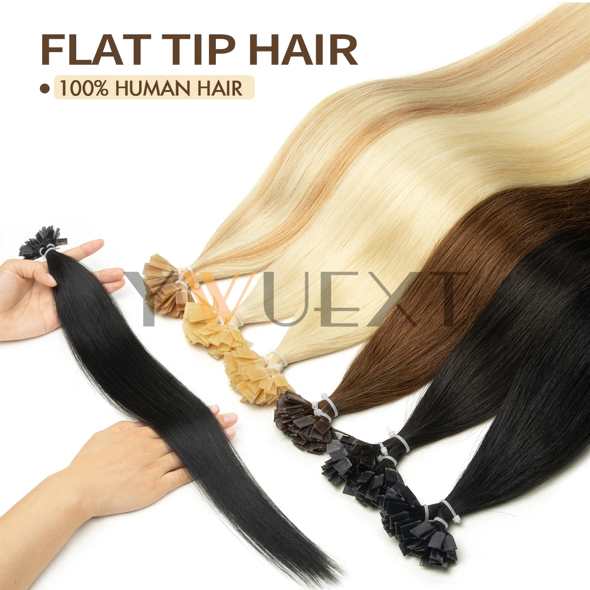 

Прямые кератиновые человеческие волосы с плоским кончиком, медовый блондин, предварительно склеенные человеческие волосы, 50 шт./упак., легкие, тонкие концы