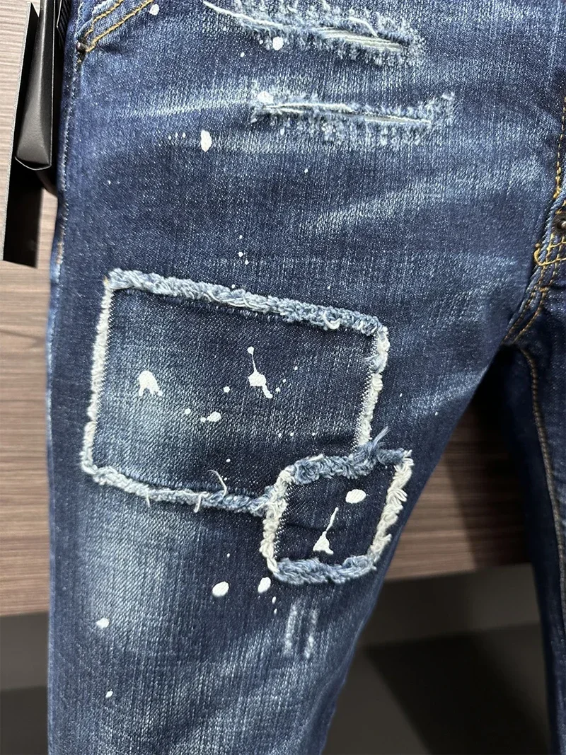 Modemarke d2 Männer Jeans Jeans hose schlanke Bleistift hose Metall knöpfe Party Klassiker Coolguy Blue DSQ2 Jenas für Männer 9906