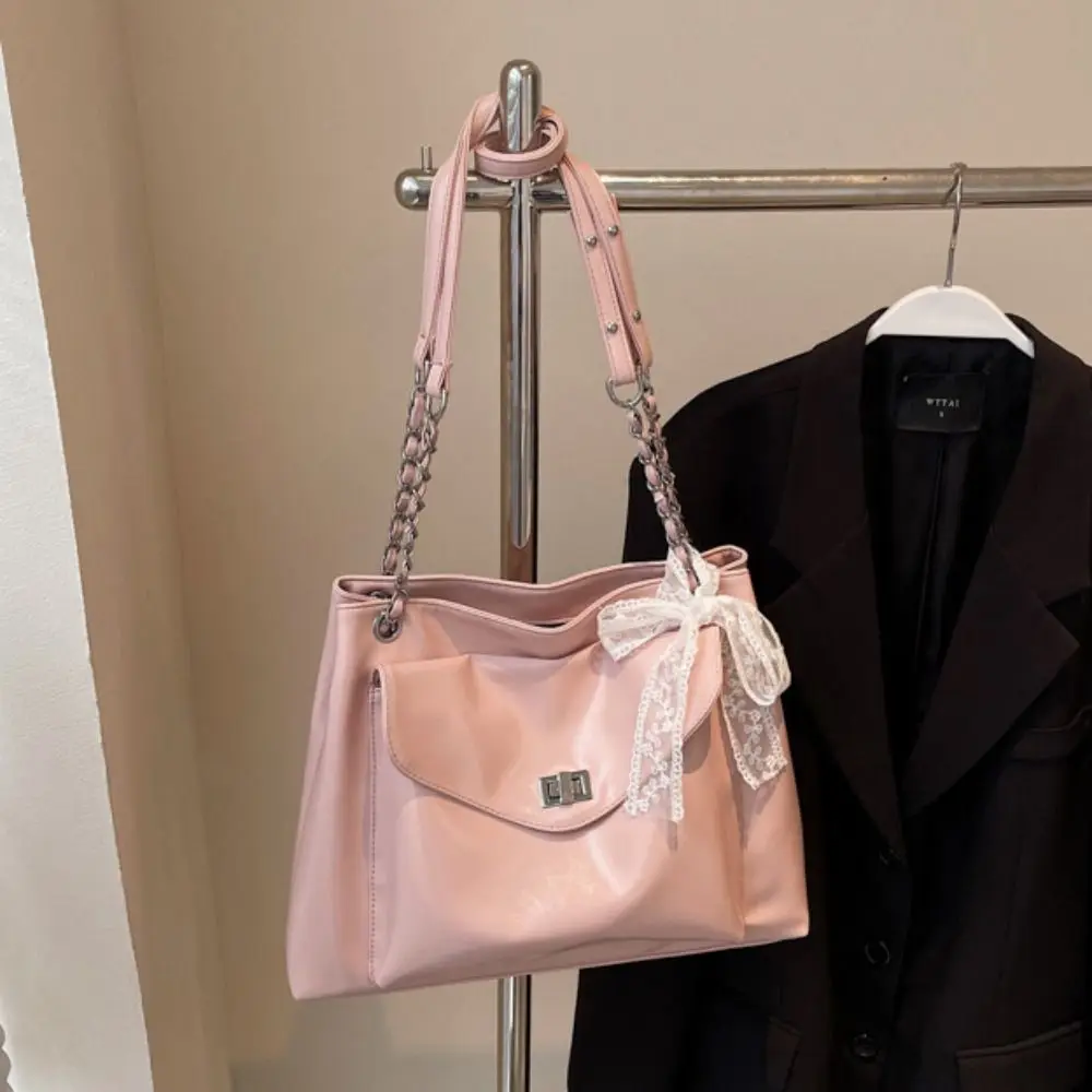 

Casual Y2k Soft Leather Tote Bag Solid Color Lightweight Ballet Style Armpit Bag Minimalist Elegant Commuting Shoulder Bag Women