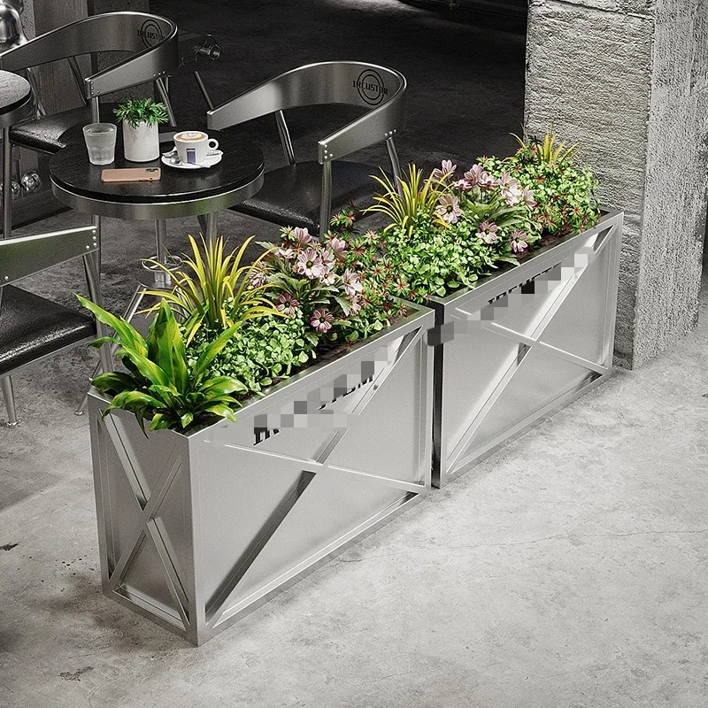 قسم مبيعات الشوارع التجارية الخارجية صندوق زهور من الحديد المطاوع رف زهور مستطيل لوعاء الزهور #3