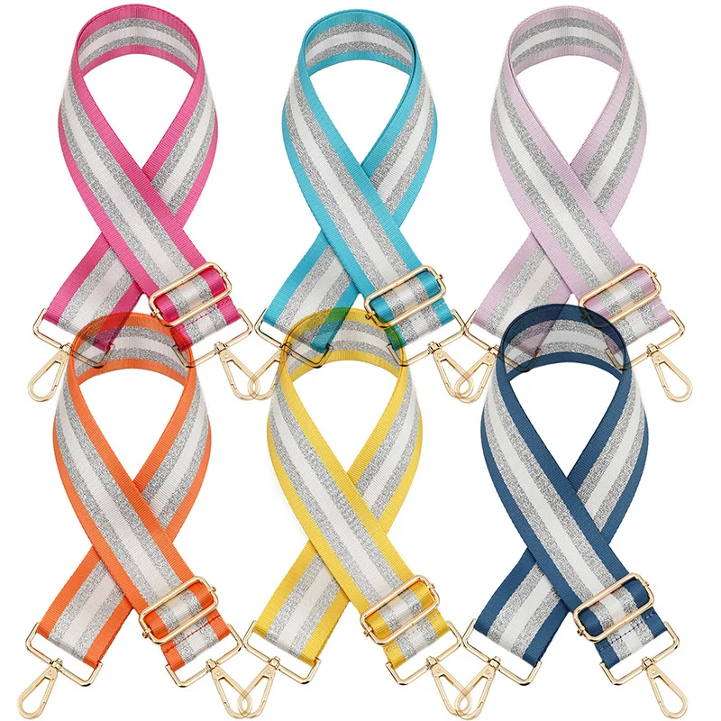 

Женская длинная сумка в полоску, регулируемый сменный серебристый саквояж на одно плечо с косой скругленной лямкой