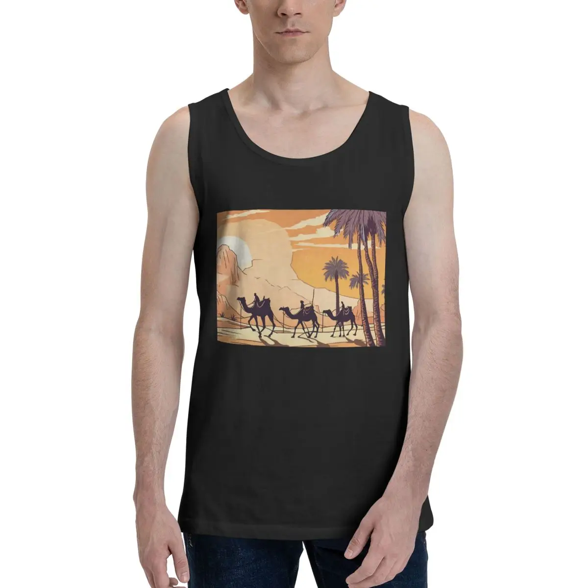 3 Camels 100% Cotton Men's Sweatshirt Vest Sleeveless Clothing Tees Men Tank Tops T-shirt