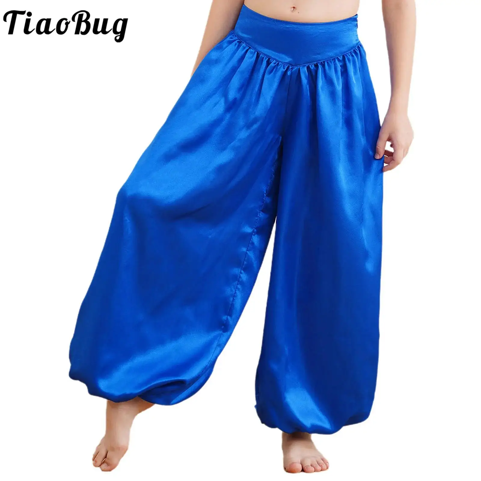 

Boys Girls Belly Dance Tribal Harem Pants Satin Bloomers Halloween Party Bellydance Pants Egyptian Lantern Pants Loose Trousers